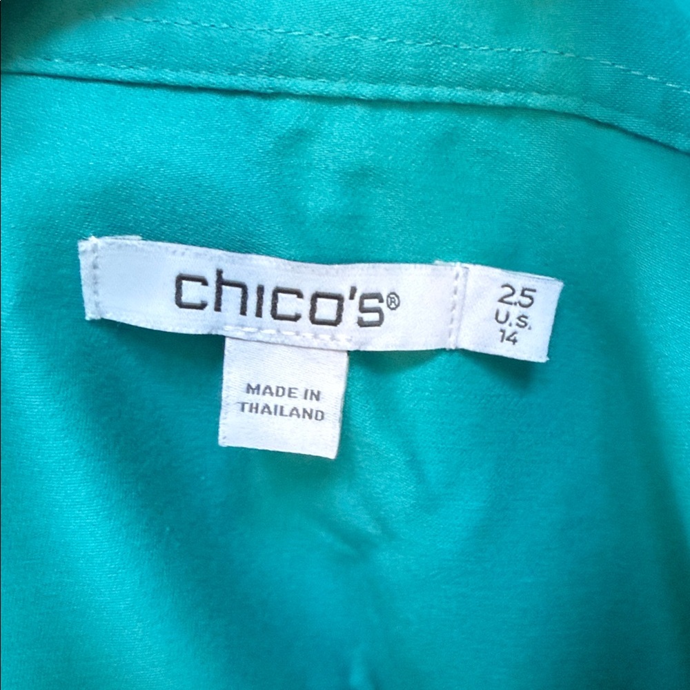 Chico’s NO IRON™ Stretch-Sateen Shirt in Seaspray - Picture 12 of 13